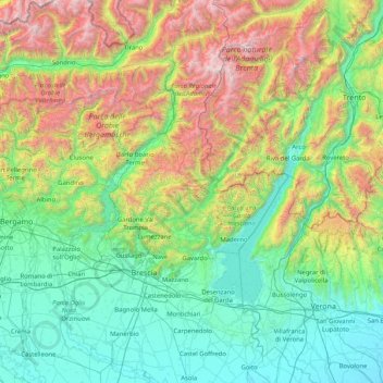 Brescia topographic map, elevation, terrain