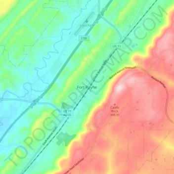 Fort Payne topographic map, elevation, terrain