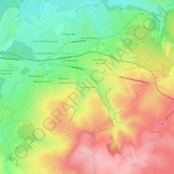 Aux Chasaux topographic map, elevation, terrain