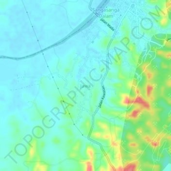 Jawa topographic map, elevation, terrain