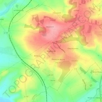 Beaubrenier topographic map, elevation, terrain
