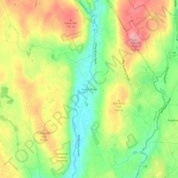 Lyons Plain topographic map, elevation, terrain