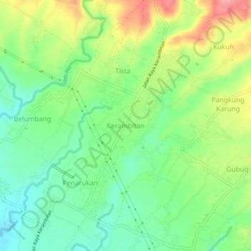 Kerambitan topographic map, elevation, terrain