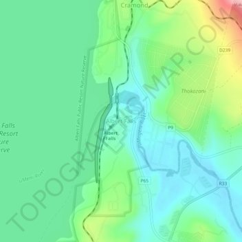 Albert Falls topographic map, elevation, terrain