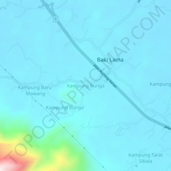 Kampung Bunga topographic map, elevation, terrain