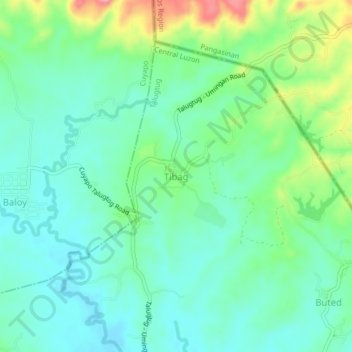 Tibag topographic map, elevation, terrain