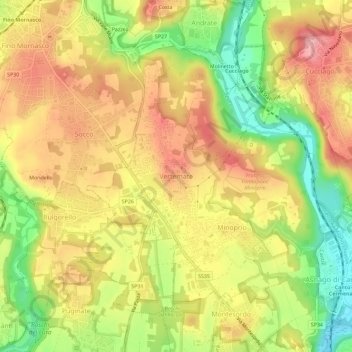 Vertemate topographic map, elevation, terrain