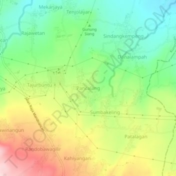 Pancalang topographic map, elevation, terrain