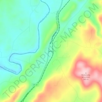 Bangor topographic map, elevation, terrain