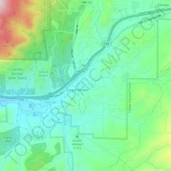 Primera Agua topographic map, elevation, terrain