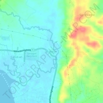 Buhatan topographic map, elevation, terrain