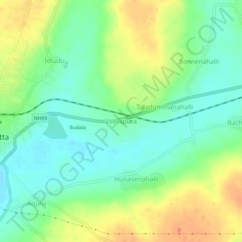 Veerapura topographic map, elevation, terrain