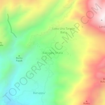 Baruppu Utara topographic map, elevation, terrain