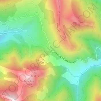 Col de Grimone topographic map, elevation, terrain