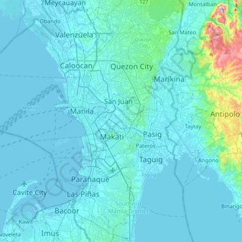 Mandaluyong topographic map, elevation, terrain