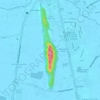 Bukit Lagi topographic map, elevation, terrain