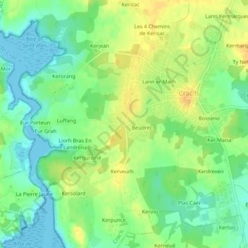 Kerzuc topographic map, elevation, terrain
