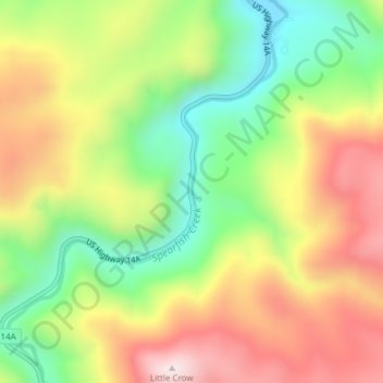 Bridal Veil Falls topographic map, elevation, terrain