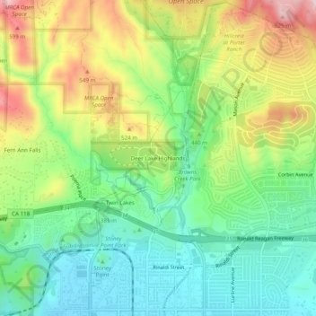 Deer Lake Highlands topographic map, elevation, terrain