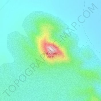 Peak Charles topographic map, elevation, terrain