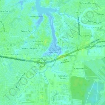 Eureka Park topographic map, elevation, terrain