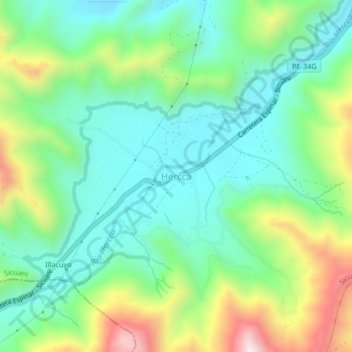 Hercca topographic map, elevation, terrain