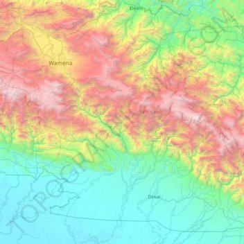 Distrik Hilipuk topographic map, elevation, terrain