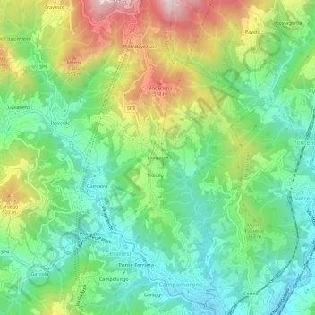 Langasco topographic map, elevation, terrain