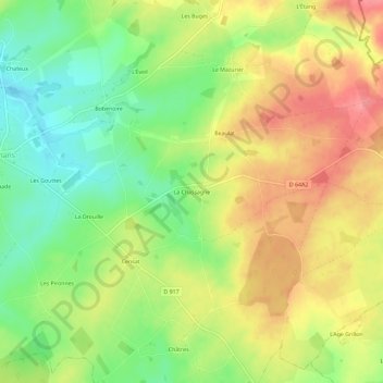 La Chassagne topographic map, elevation, terrain