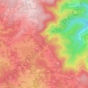 Le Grand Garay topographic map, elevation, terrain