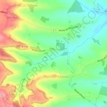 La Roquette topographic map, elevation, terrain