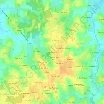 Le Mollard topographic map, elevation, terrain