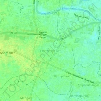 Senneerkuppam topographic map, elevation, terrain