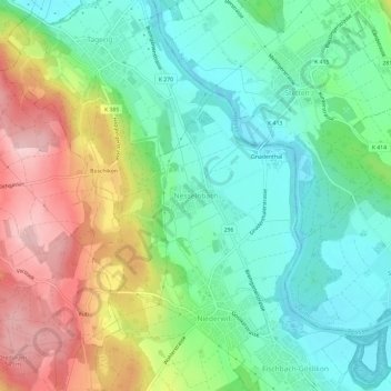 Nesselnbach topographic map, elevation, terrain