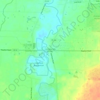 Columbia Hills Corners topographic map, elevation, terrain