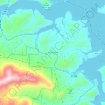 Little Milligan topographic map, elevation, terrain