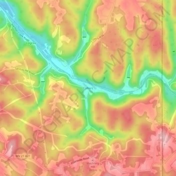 Colliers topographic map, elevation, terrain