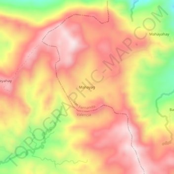 Mahayag topographic map, elevation, terrain