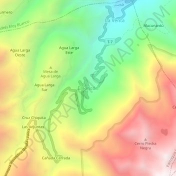El Rincón topographic map, elevation, terrain