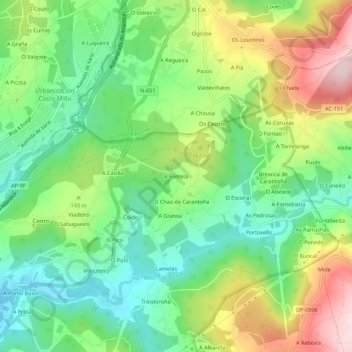 A Fontela topographic map, elevation, terrain