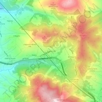 Quattro Vie topographic map, elevation, terrain