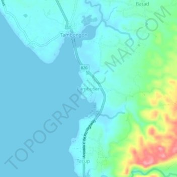 Lambusan topographic map, elevation, terrain