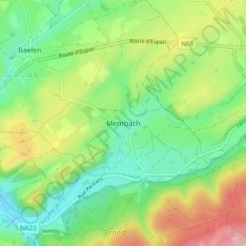 Membach topographic map, elevation, terrain