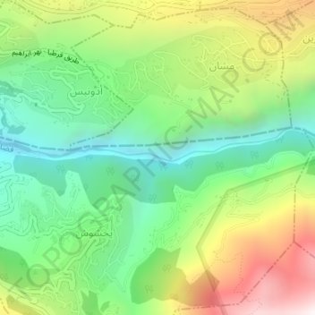 Yahshoush Waterflall 3 topographic map, elevation, terrain