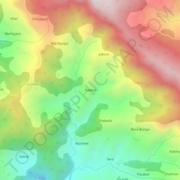 Pokhra topographic map, elevation, terrain