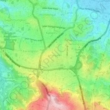 Jatingaleh topographic map, elevation, terrain