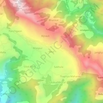 Naul topographic map, elevation, terrain