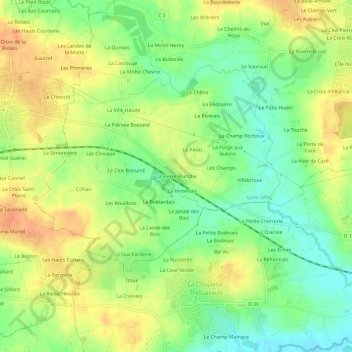 La Pierre Blanche topographic map, elevation, terrain