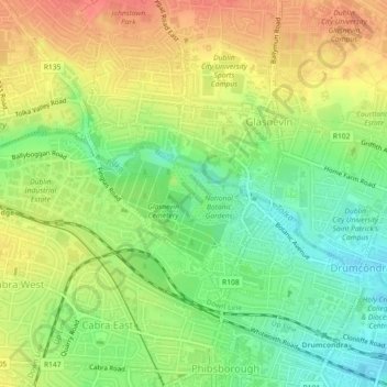 Yew topographic map, elevation, terrain