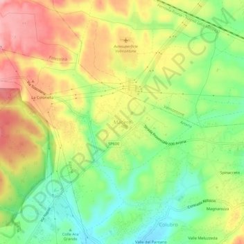 Macere topographic map, elevation, terrain